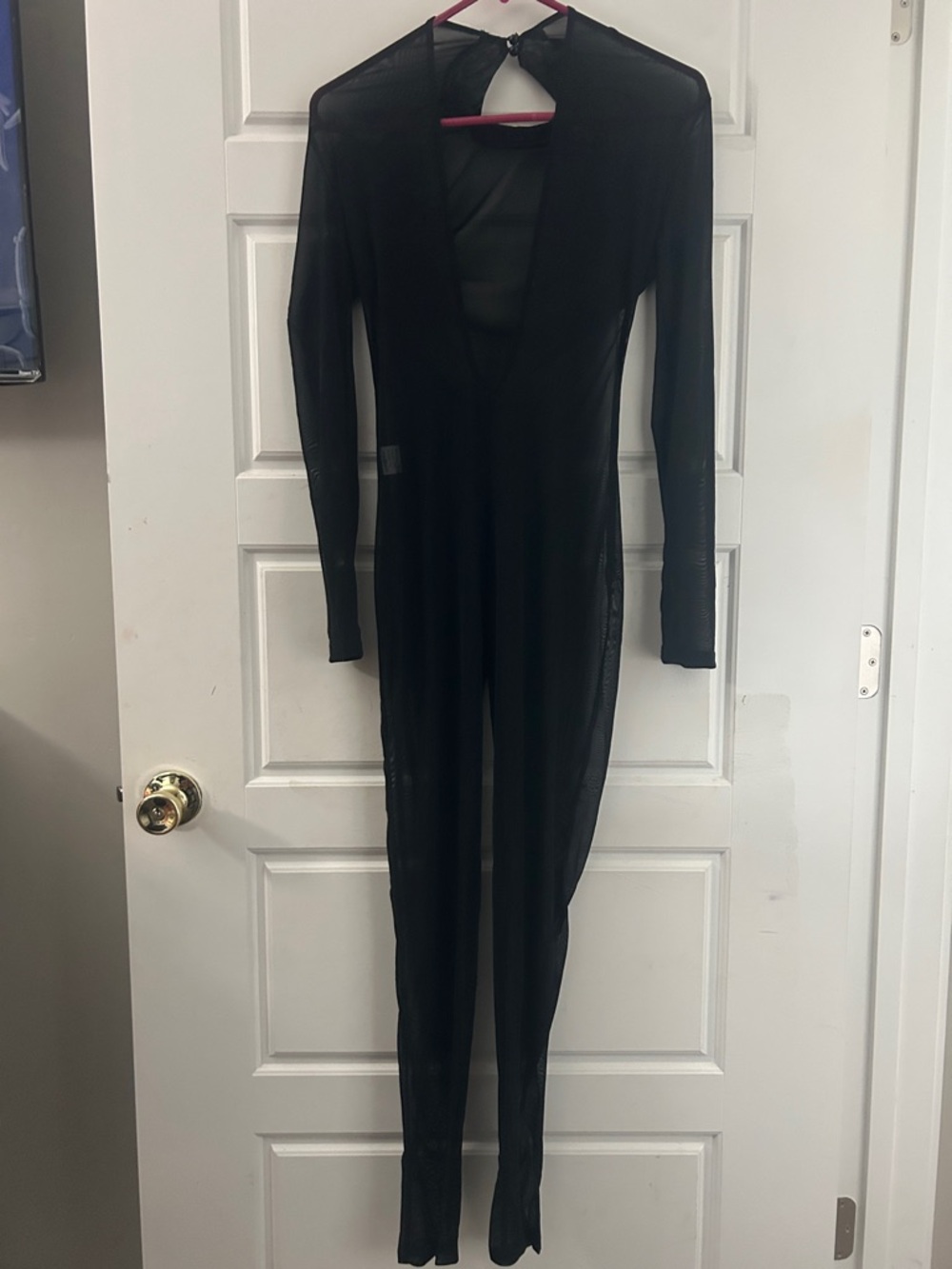 Sheer Black Long-Sleeve Jumpsuit